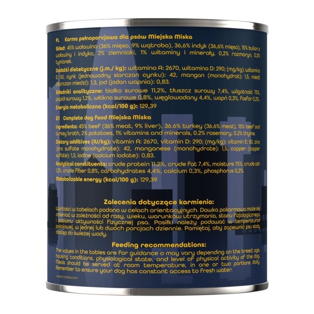 Gaczoo Miejska Miska karma mokra dla psa Stek wołowy Style 800g